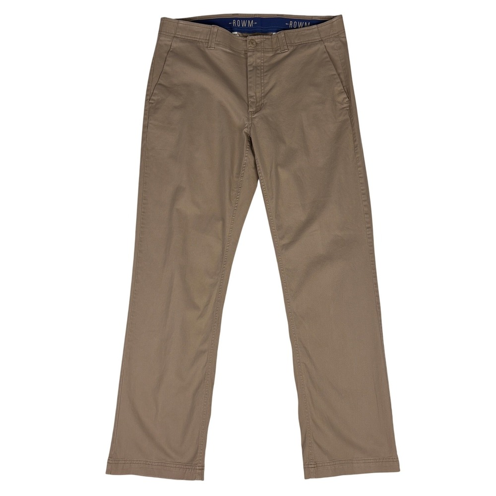 ROWM Chino Pants‎ Mens 36x34 Khaki Stretch Casual Classic Straight